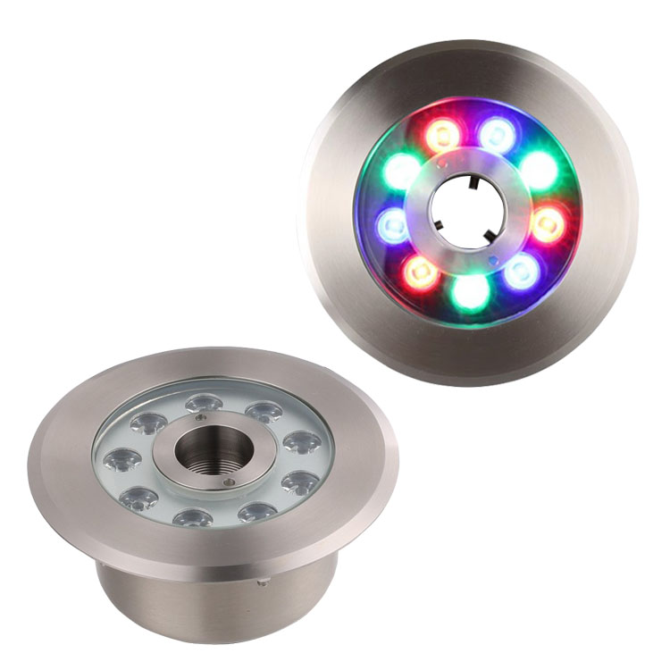 316L Stainless Steel Body 9W 12W 18W 24W IP68 Submersible RGB Color Changing Water Led Nozzle Fountain Lights