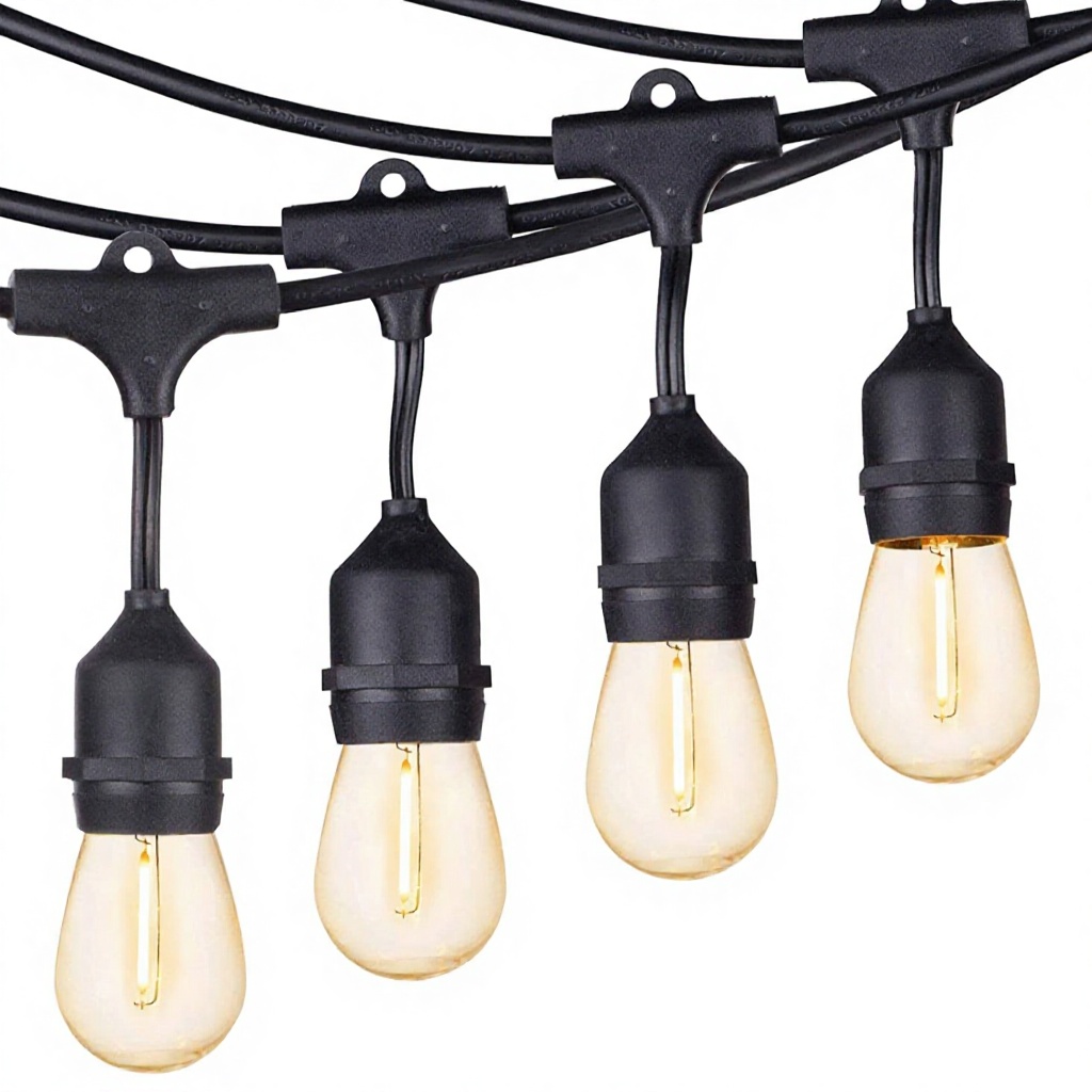 Cross-Border US-Standard S14 Outdoor String Lights 10m/15m Retro Camping Patio Decorative Dimmable Solar-Powered IP66 Waterproof