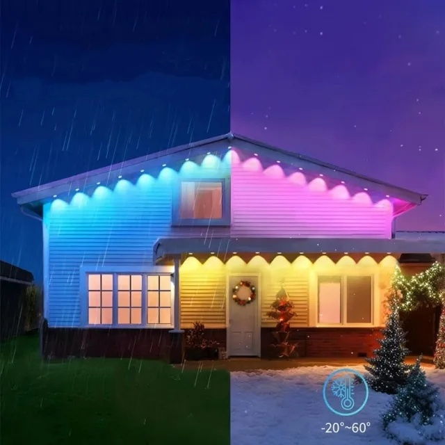 Permanent Outdoor Lights 108FT 72LED Smart Rgbic Eaves Lights Work for Halloween Decorations