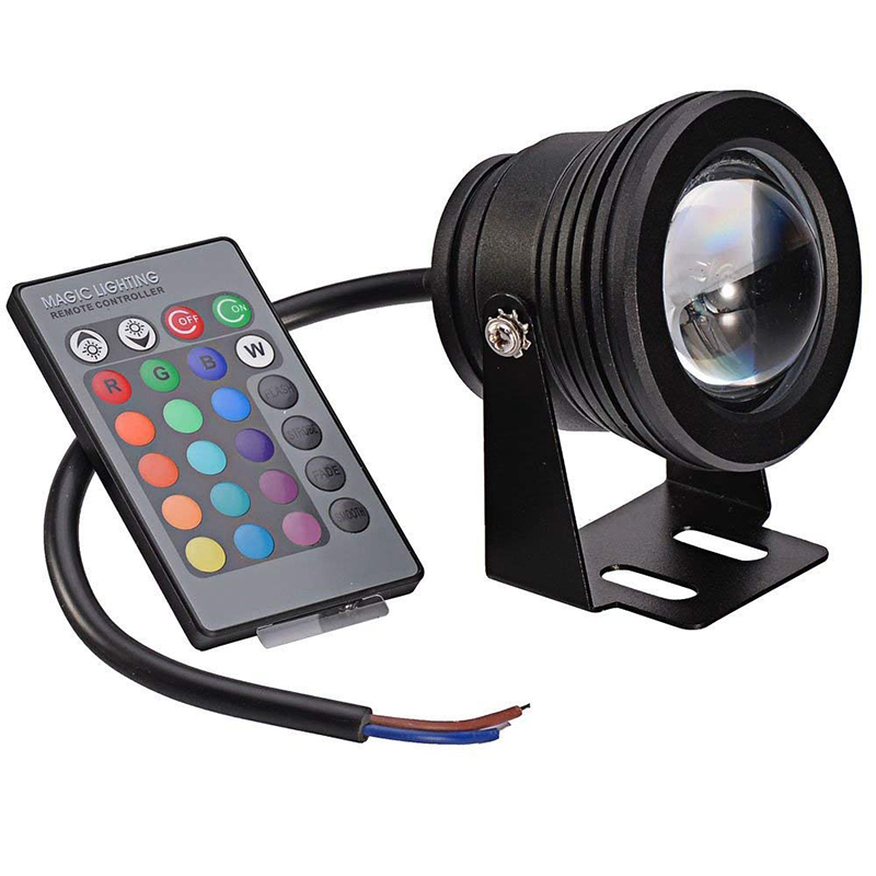 10W Waterproof RGB LED Underwater Light Submersible Garden Pond Fountain 24Key Remote Controlled Lamp for Swimming Pool Aquarium