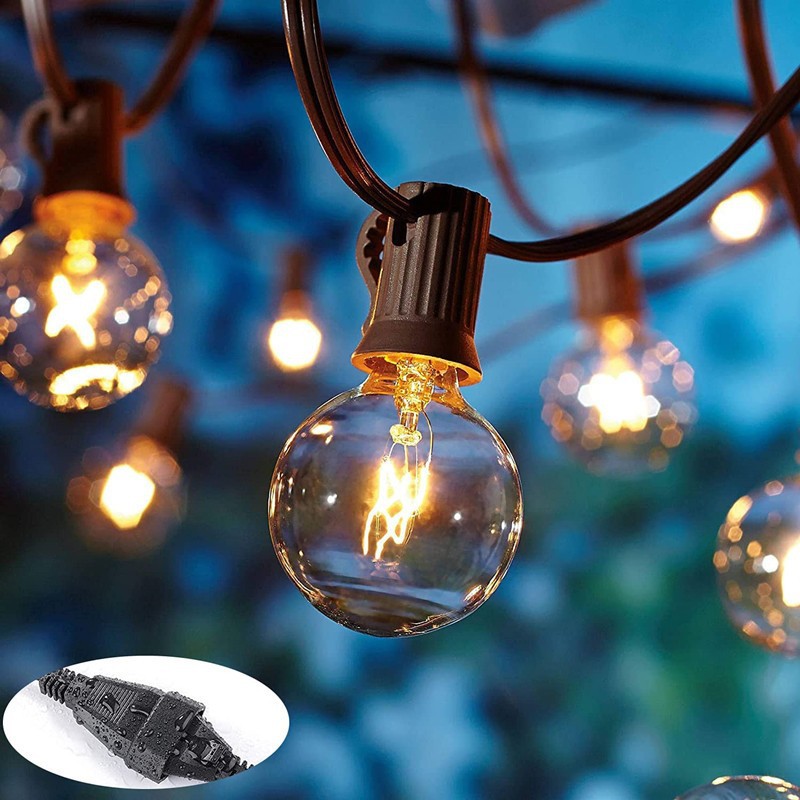 Cross-Border Retro Edison Outdoor LED Light String Non-Standard G40 Garden Decorative Courtyard Camping Solar Powered Lamps