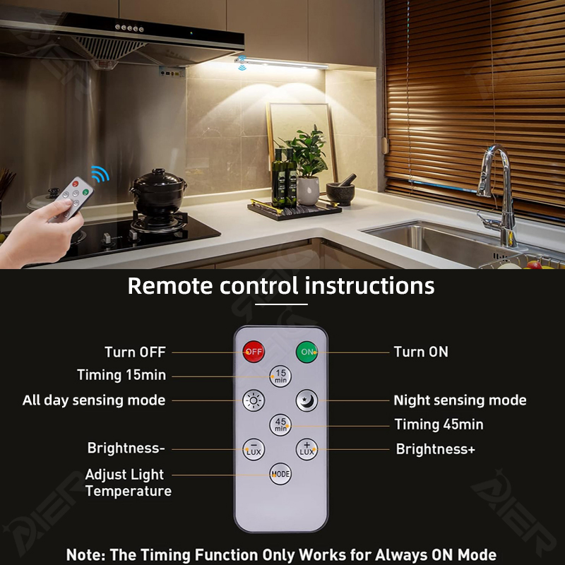 3 Color Dimmable 5V USB Rechargeable Kitchen Cabinet Closet Wardrobe LED Motion Sensor Light