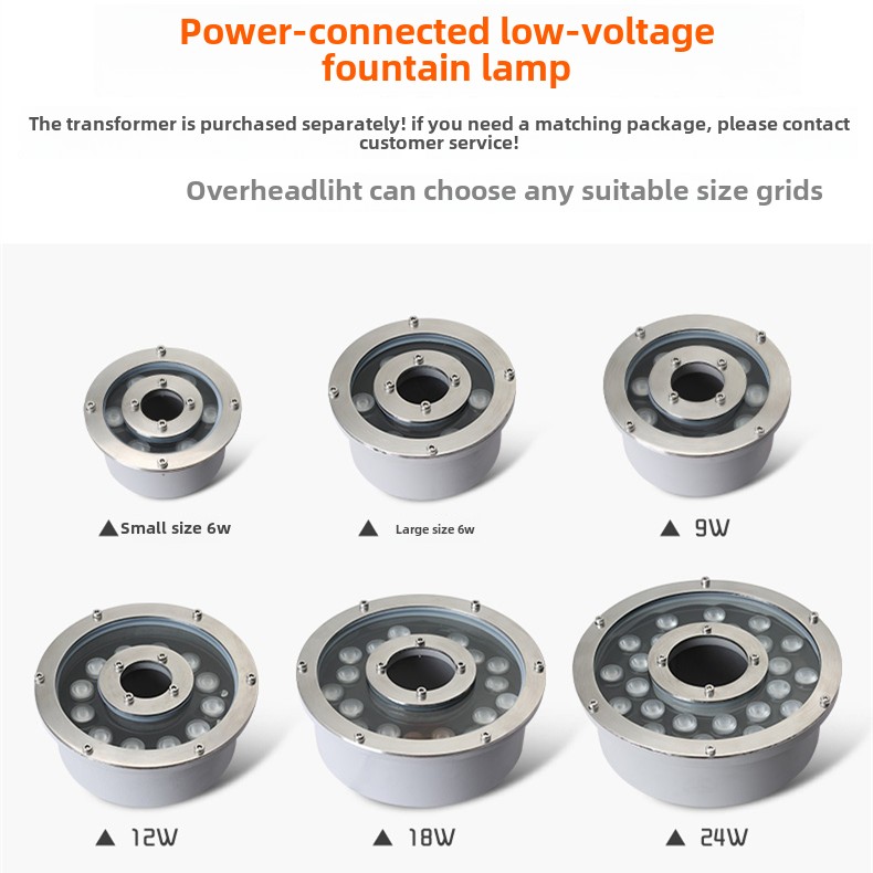 Underwater LED Fountain Underwater Light Stainless Steel IP68 Submersible RGB Low Voltage 12V24V Garden Villa Pool Light