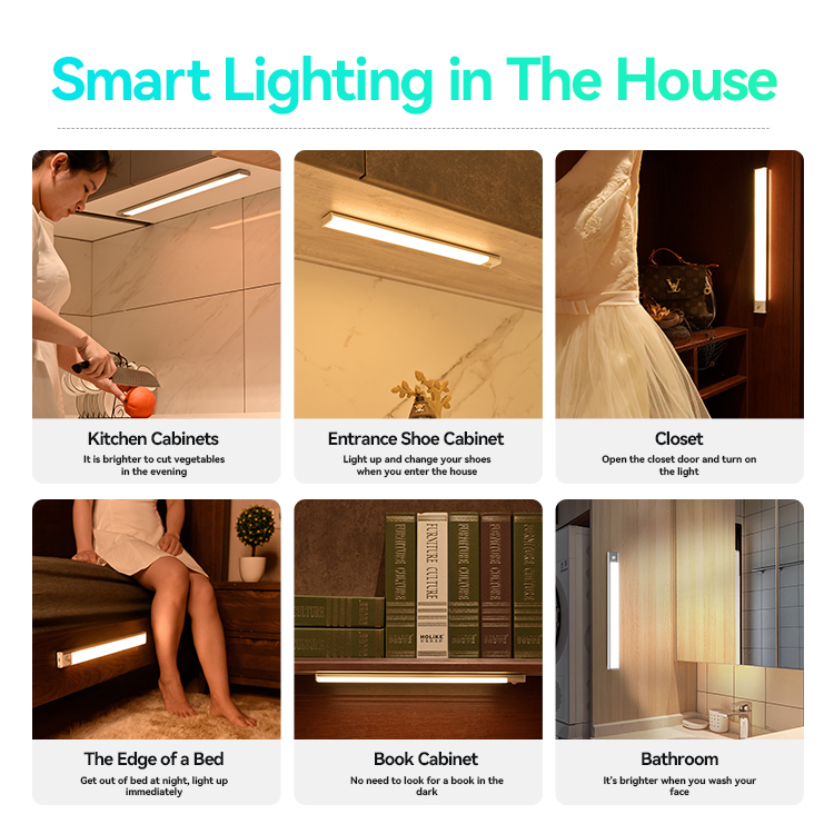 Custom Made 1600mAh Battery Fast Charging PIR LED Night Light Shoe Cabinet Stepless Dimming Infrared Motion Sensor Light Indoor