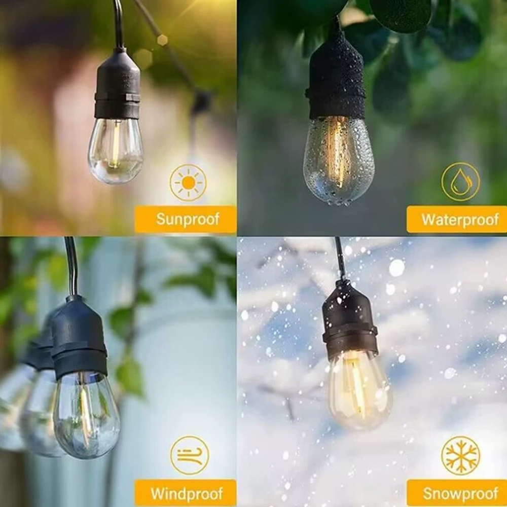 5M S14 Plastic LED Outdoor Solar Running String Light for Christmas Wedding Party Event and Garden Decorative Lighting