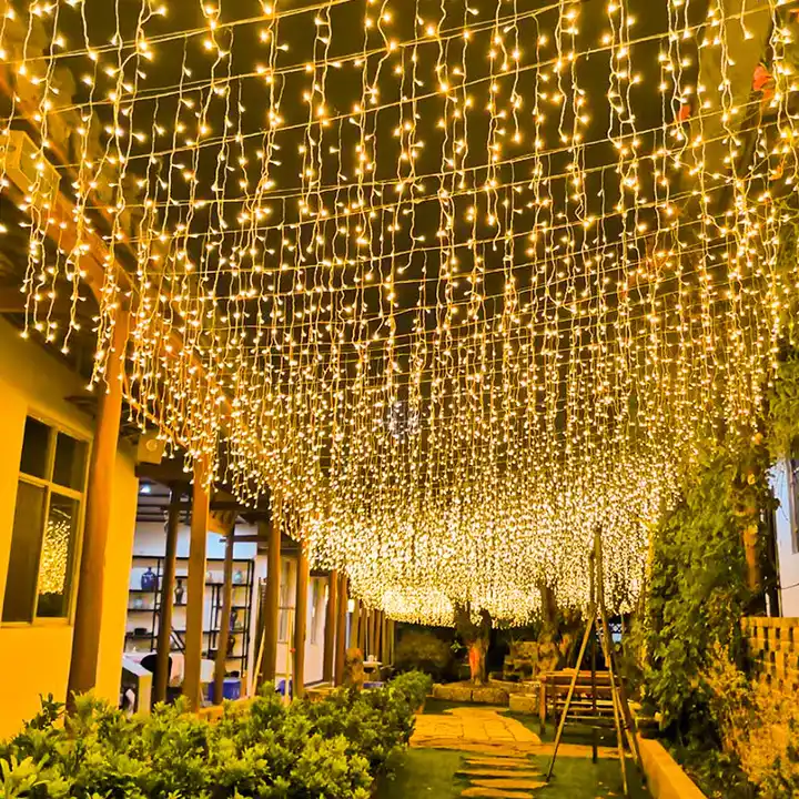 Waterproof Glass Outdoor Christmas Icicle LED String Lights Holiday Curtain Garland