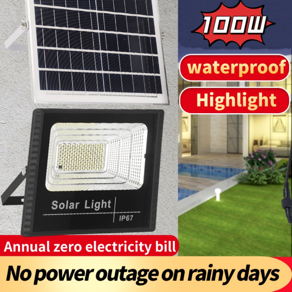 100W IP67 Waterproof Split Solar Light PIR Motion Sensor Wall Light Solar Lamp Outdoor Solar LED Flood Light for Countyard Garden