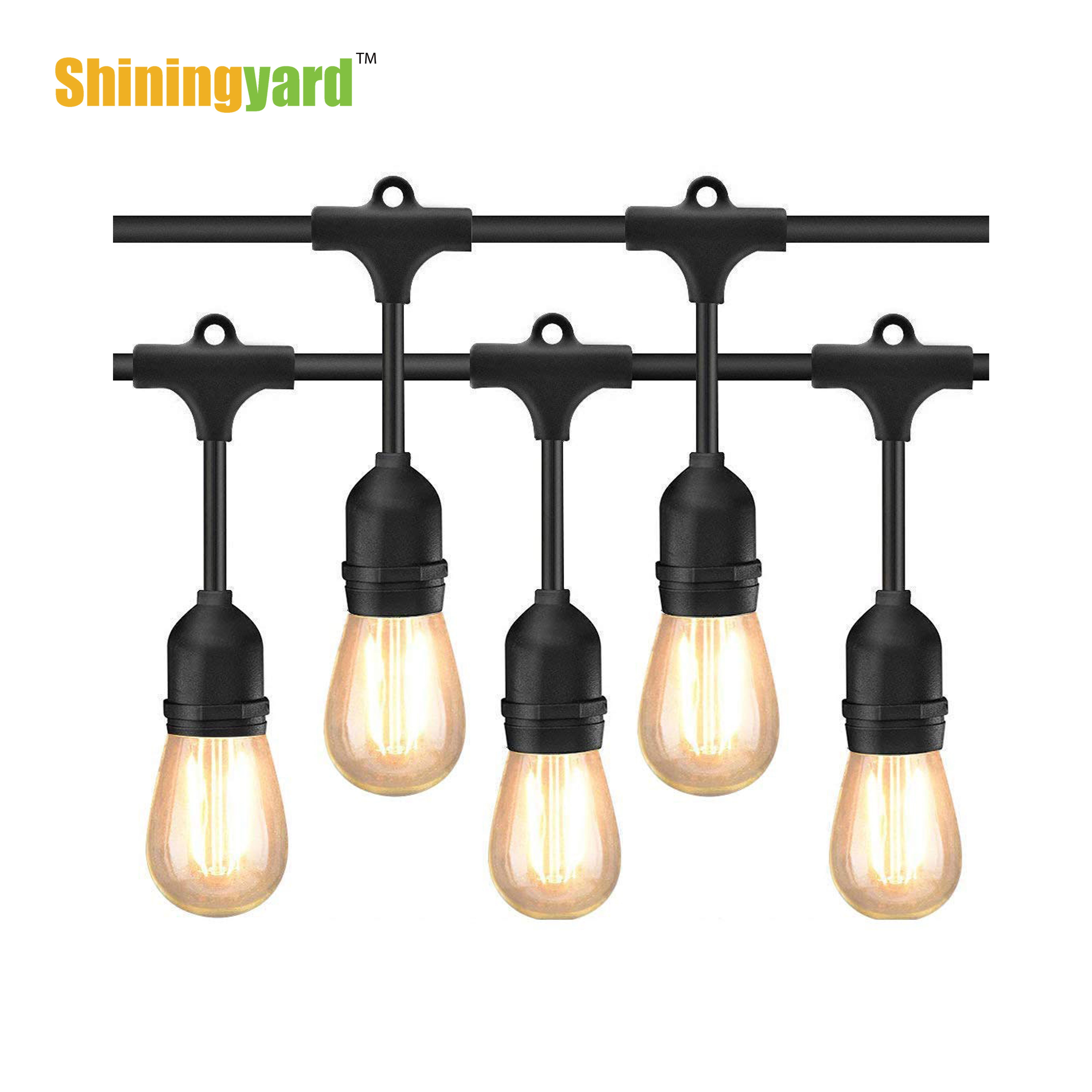 Commercial Grade Vintage Solar String Lights Waterproof Outdoor LED Brass Base Retro Style Dimmable G45 Bulb Edison Lighting