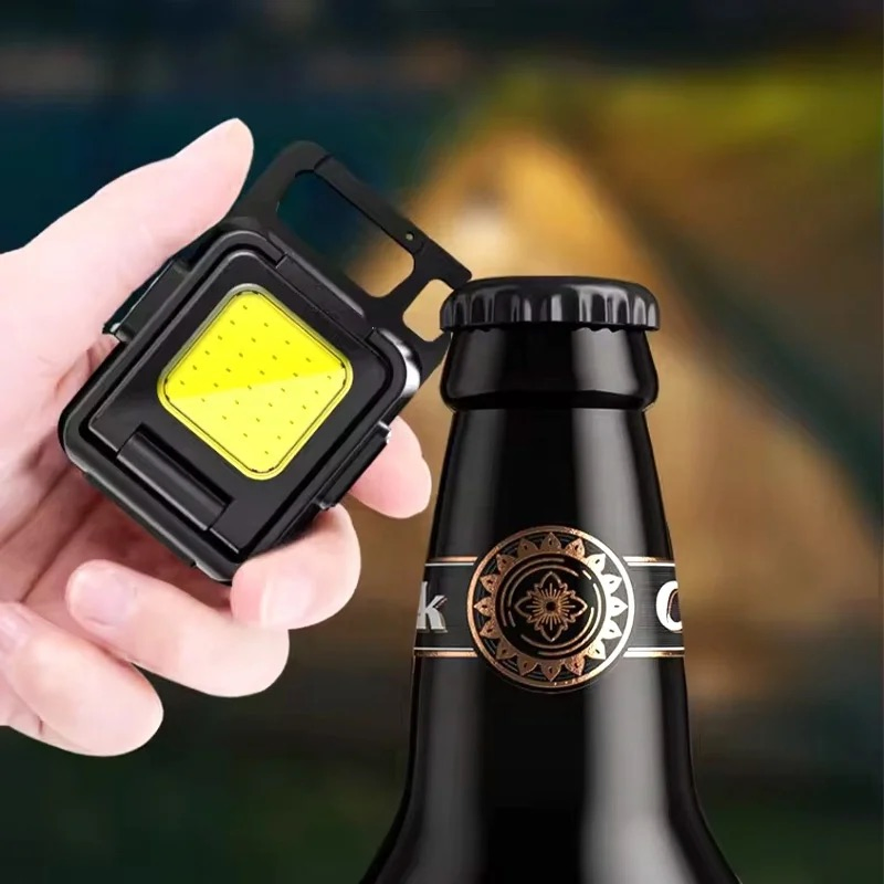 Mini Double COB Portable LED Torch Outdoor Keychain Flashlight Type-C Torches Work Light Touch Light