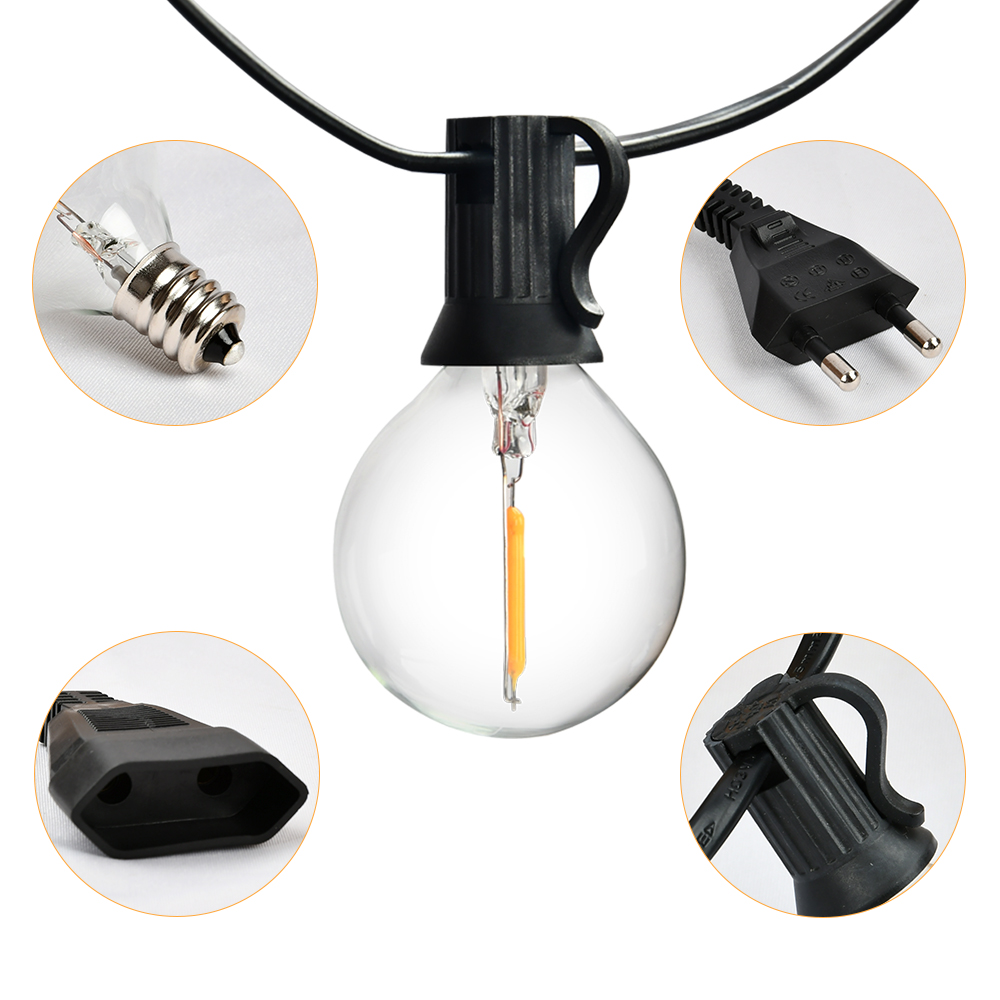 9M 15M 22M Festoon LED String Light G40 Shatterproof Globe Bulb Patio Light Outdoor Garland Light For Garden Wedding Decoration