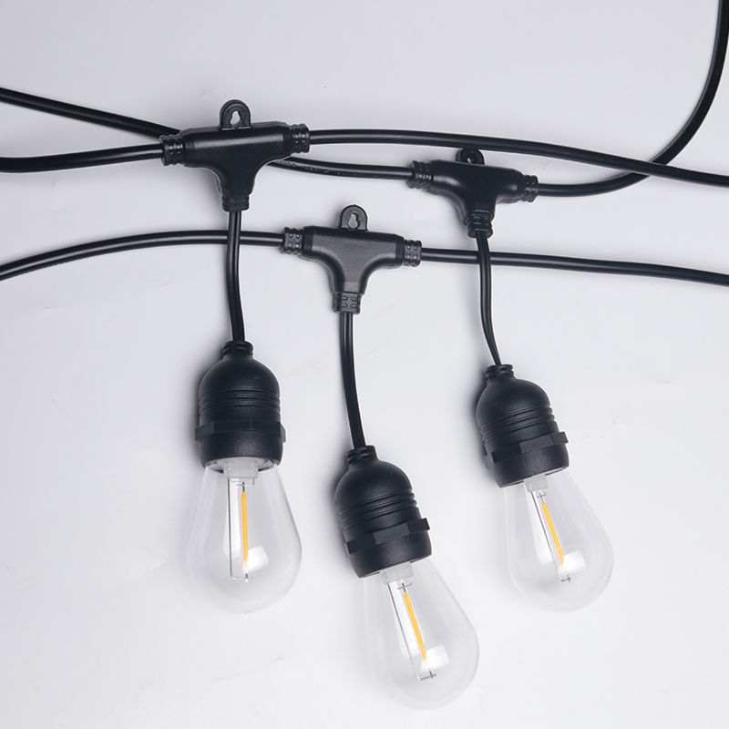 Shatterproof 15 Led Vintage Edison Bulbs Custom S14 Solar Copper Aluminum Wire String Light for Patio Garden