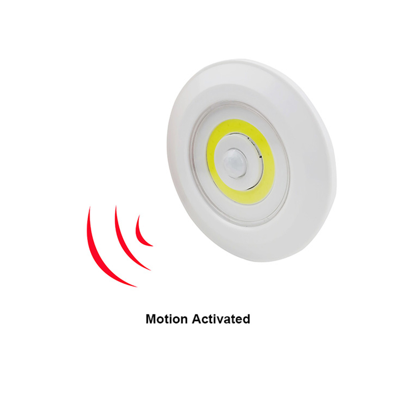 Indoor Battery Opereated Human Induction Wall COB Puck Night Lamp Motion Sensor LED Cabinet Light