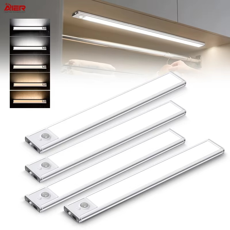 Motion Sensor Under Cabinet Lights 40 LED USB Rechargeable Battery Operated LED Closet Light Wireless Magnetic Dimmable