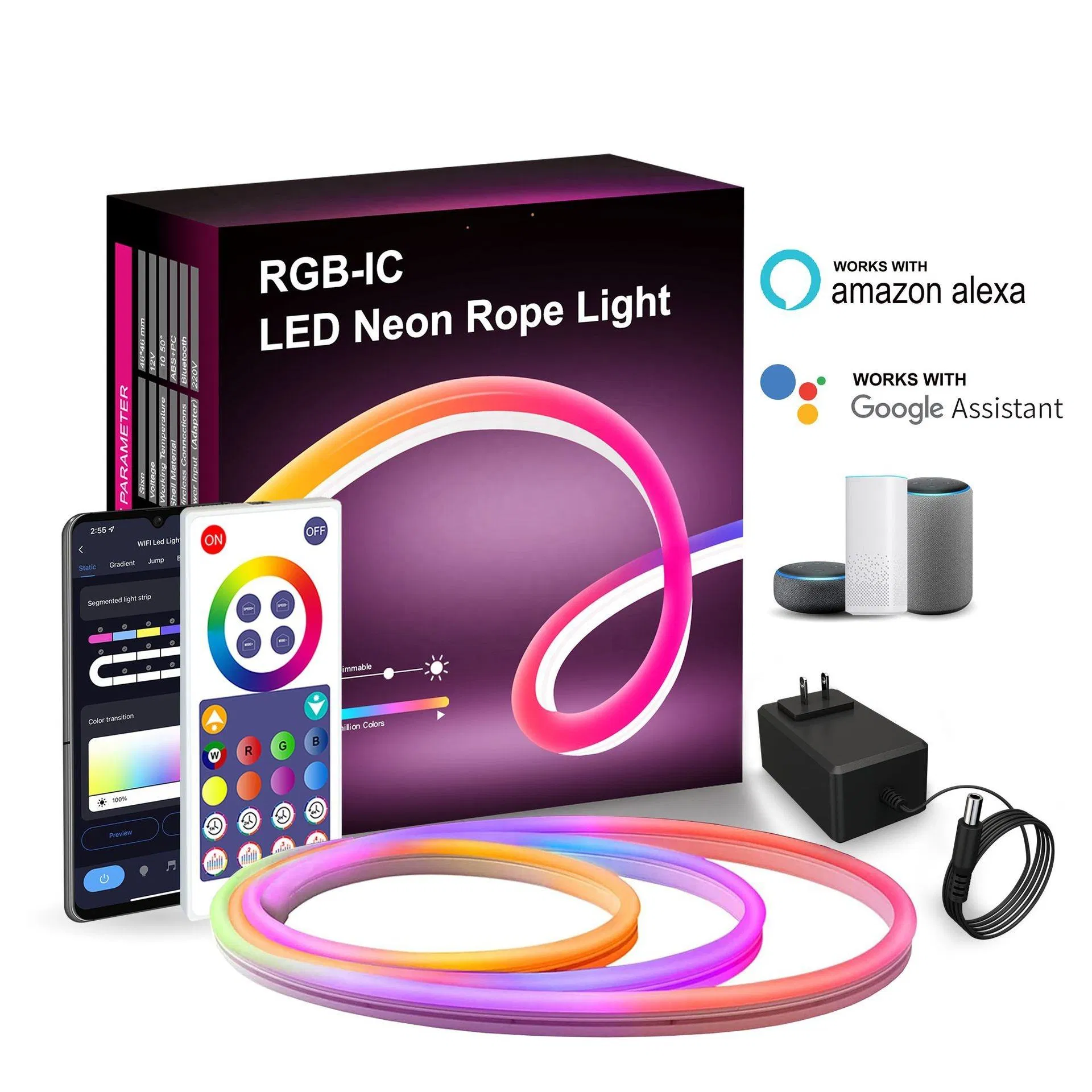 Music Sync Light Strip Work Lamp, Smart Rgbic LED Neon Strip Lights
