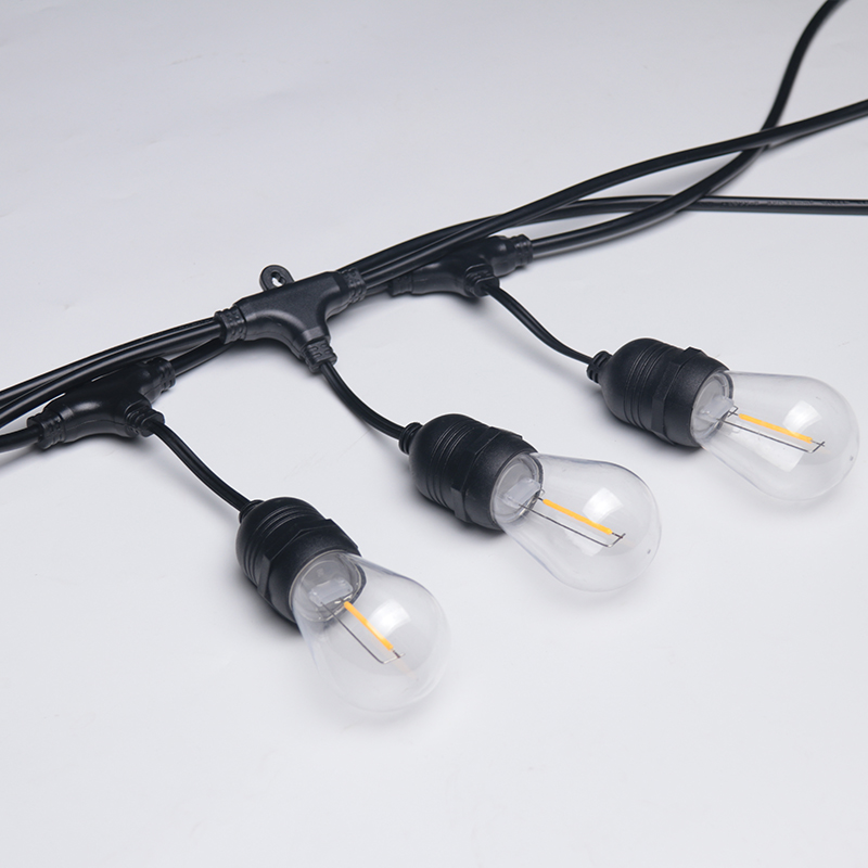 Shatterproof 15 Led Vintage Edison Bulbs Custom S14 Solar Copper Aluminum Wire String Light for Patio Garden