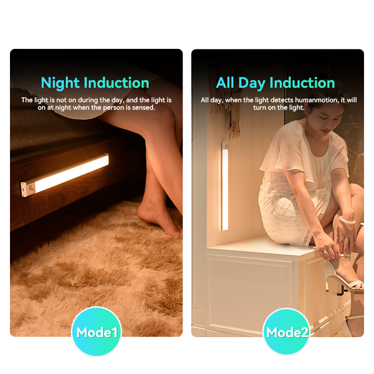 Custom Made 1600mAh Battery Fast Charging PIR LED Night Light Shoe Cabinet Stepless Dimming Infrared Motion Sensor Light Indoor
