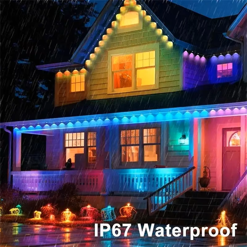WiFi Smart Permanent Outdoor Lights APP Remote Voice Control Eaves LED Rgbic Light Waterproof Music Sync Timer for Holiday Decor