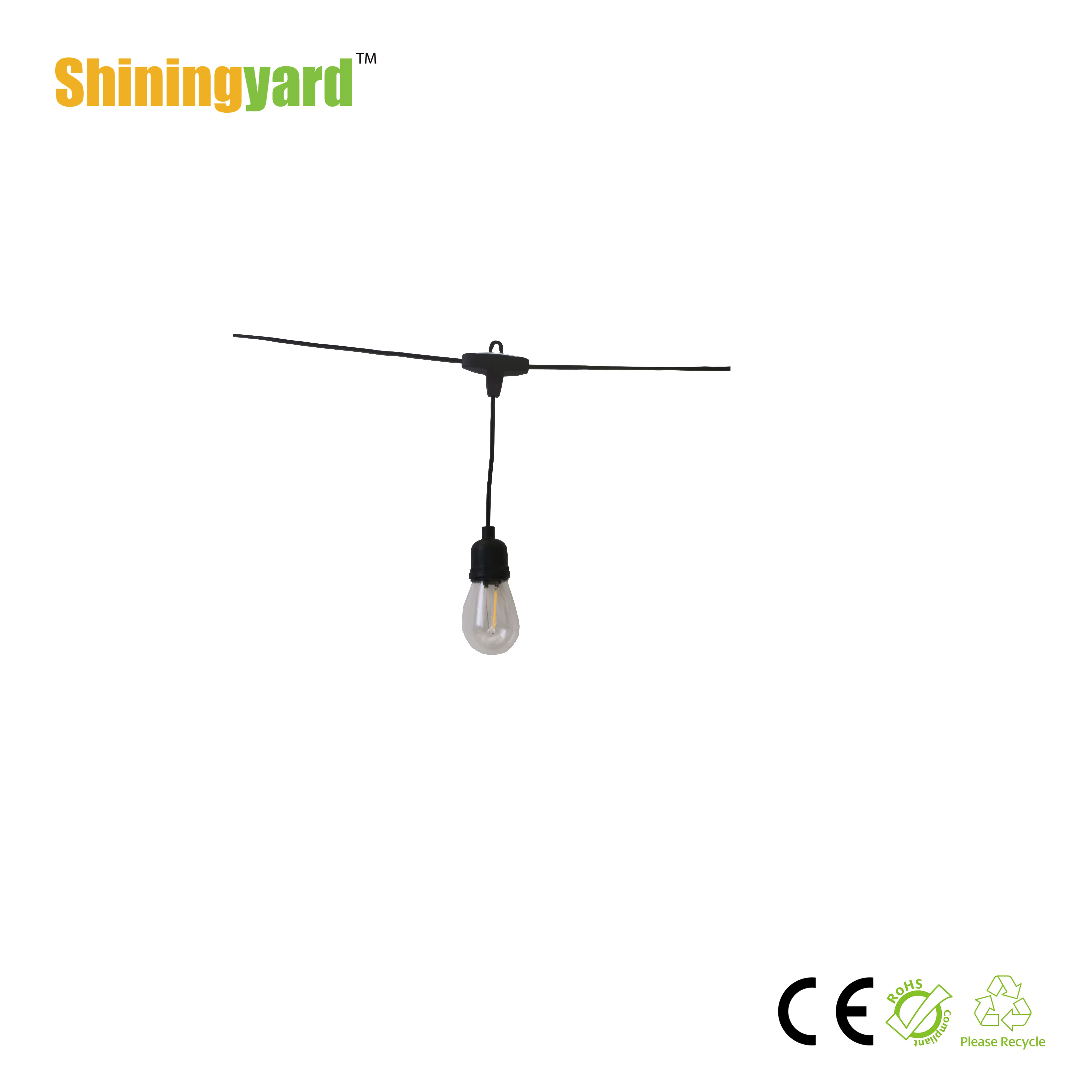 Commercial Grade Vintage Solar String Lights Waterproof Outdoor LED Brass Base Retro Style Dimmable G45 Bulb Edison Lighting