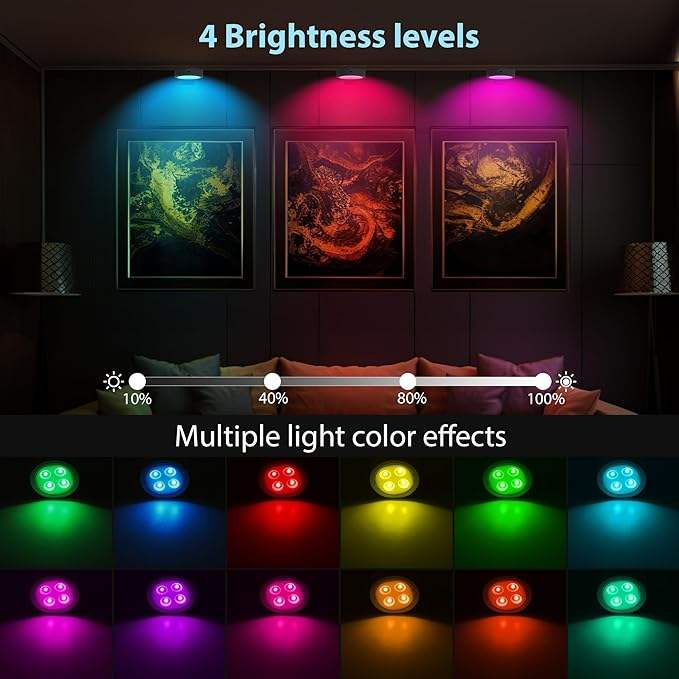 13 RGB Color Magnetic LED Art Display Light for Picture Frame, Battery Operated Painting Light with Remote Control