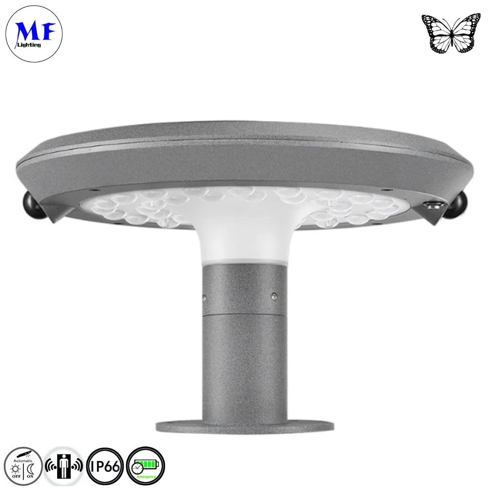 IP66 Solar Wall Pillar Garden Lamp Street Light Road Lighting Outdoor Post Top LED Solar Garden Light with PIR Motion Sensor for Yard Lawn Courtyard Backyard