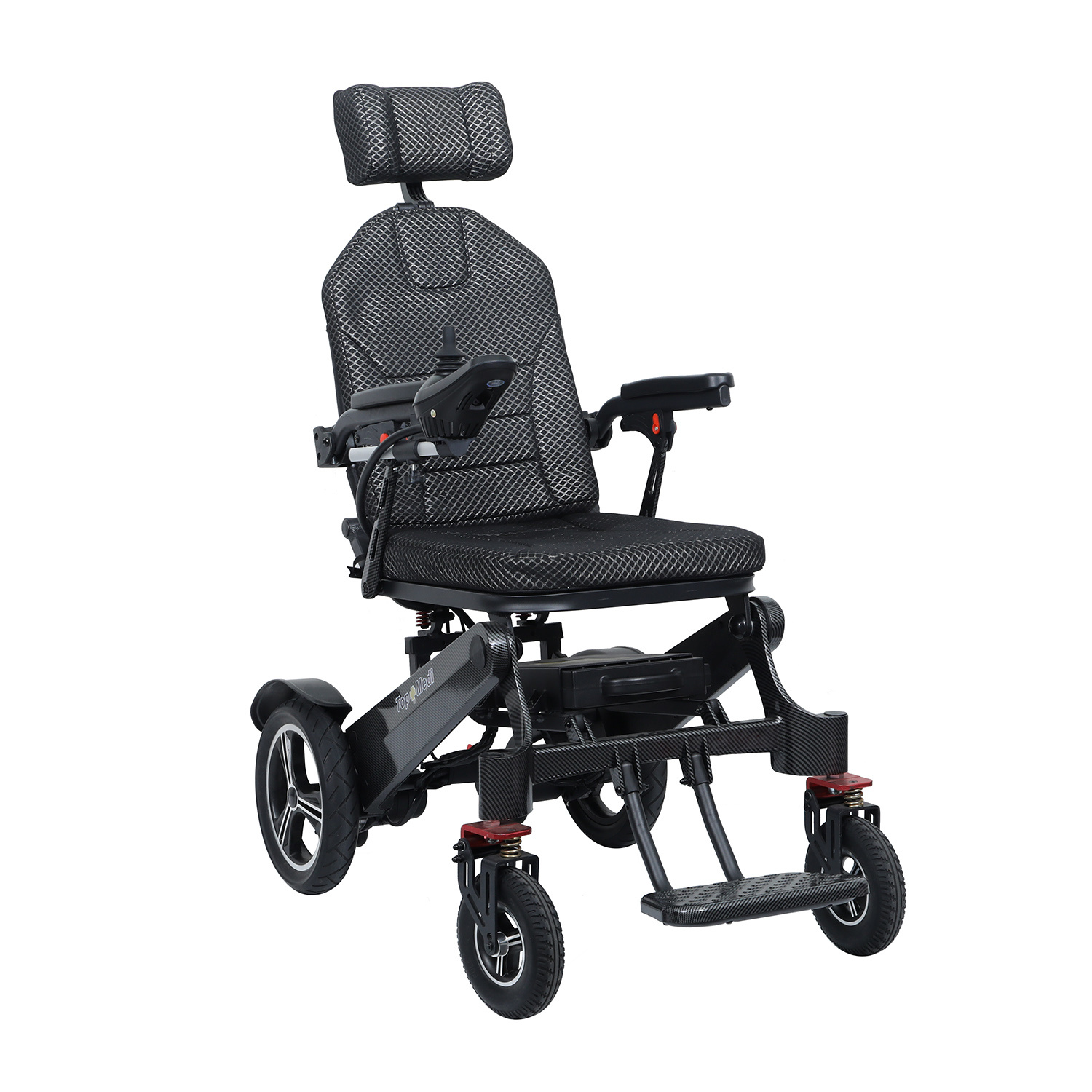 Medical Active Folding Power Electronic Motorized Electric Reclining Wheelchair with Carbon Fiber Pattern Frame