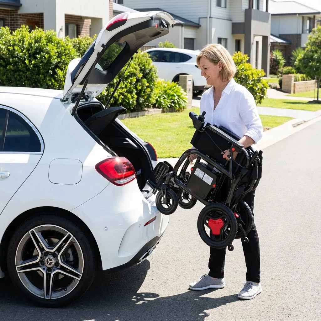 Ultra Lightweight Folding Power Wheelchair for Airline Travel