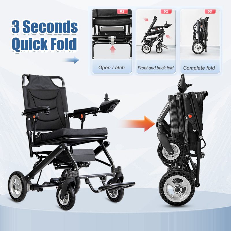 9.8KG Portable Lightweight Folding Electric WheelchairTaken On Plane Disabled Elderly Power Wheelchair 6A Lithium Battery