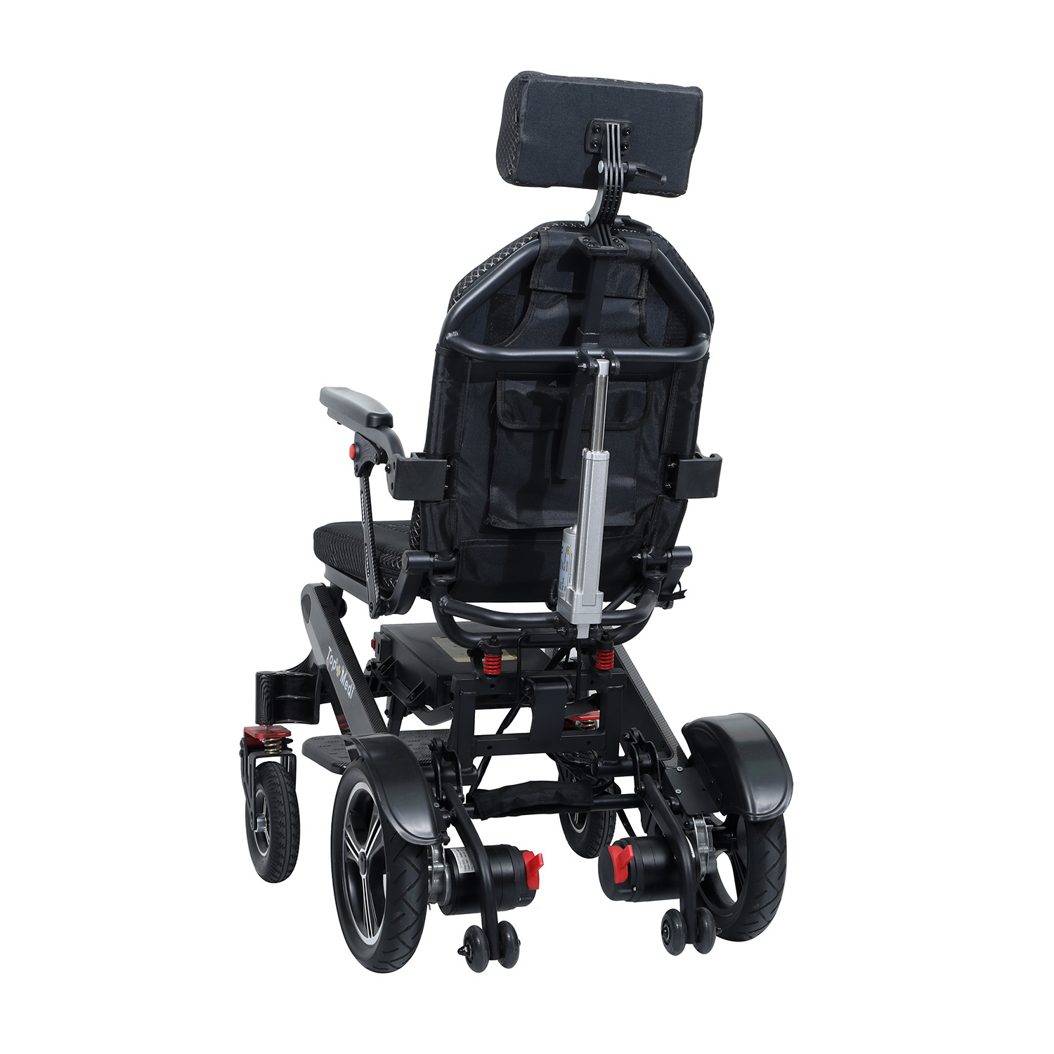 Medical Active Folding Power Electronic Motorized Electric Reclining Wheelchair with Carbon Fiber Pattern Frame