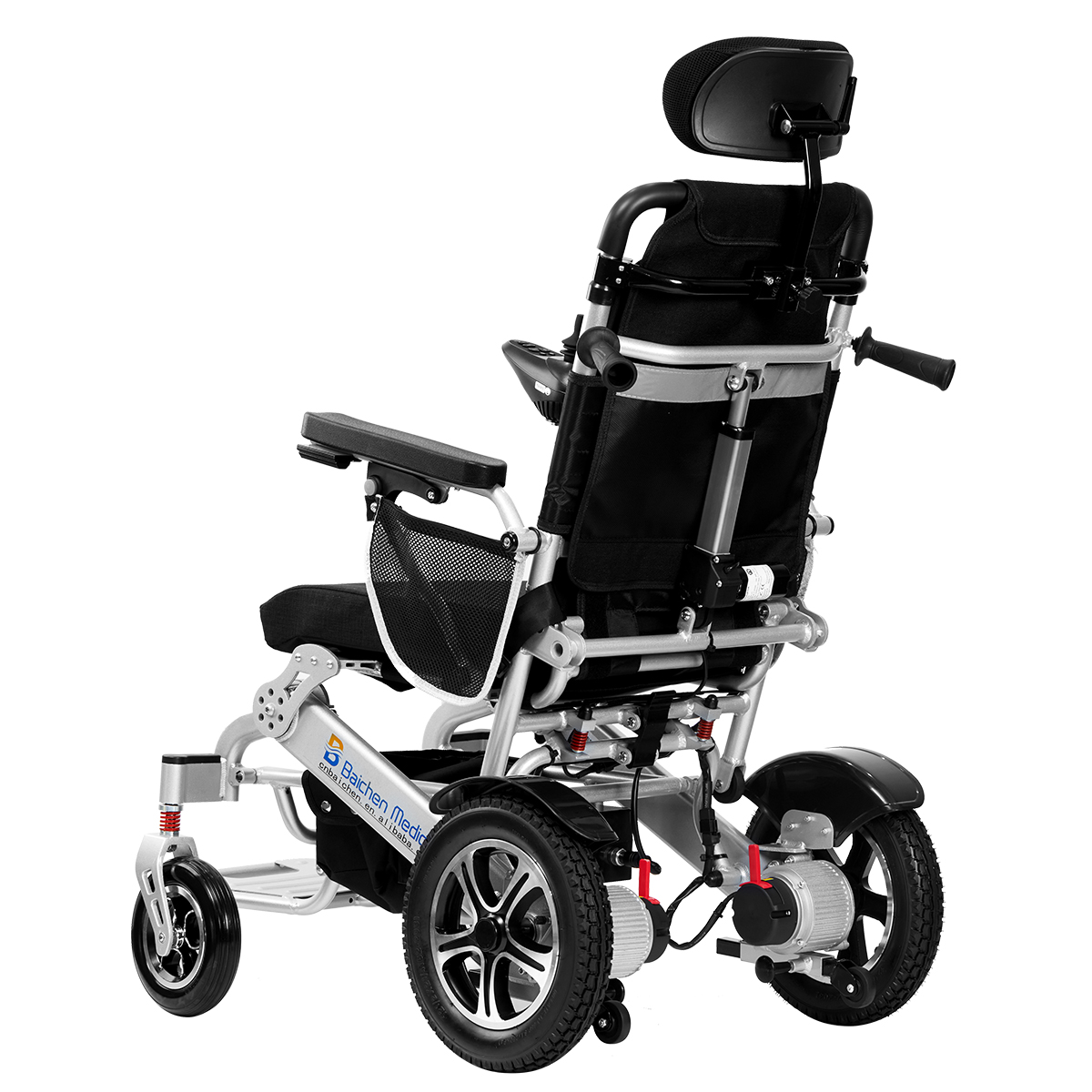 2024 New Trending Lightweight Big Wheels Electric Wheelchair Disabled Motorized Folding Power Electric Wheelchair With Backrest