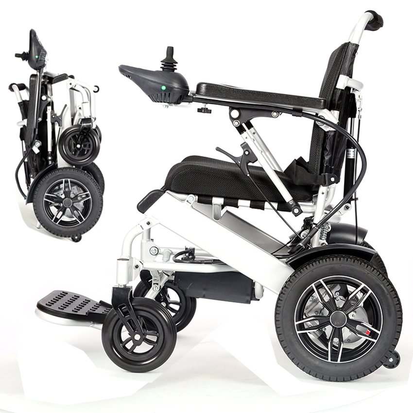 Battery Operated Electric Wheelchair Folding Travel Handicap Disable Power Wheelchair with Reclining Back
