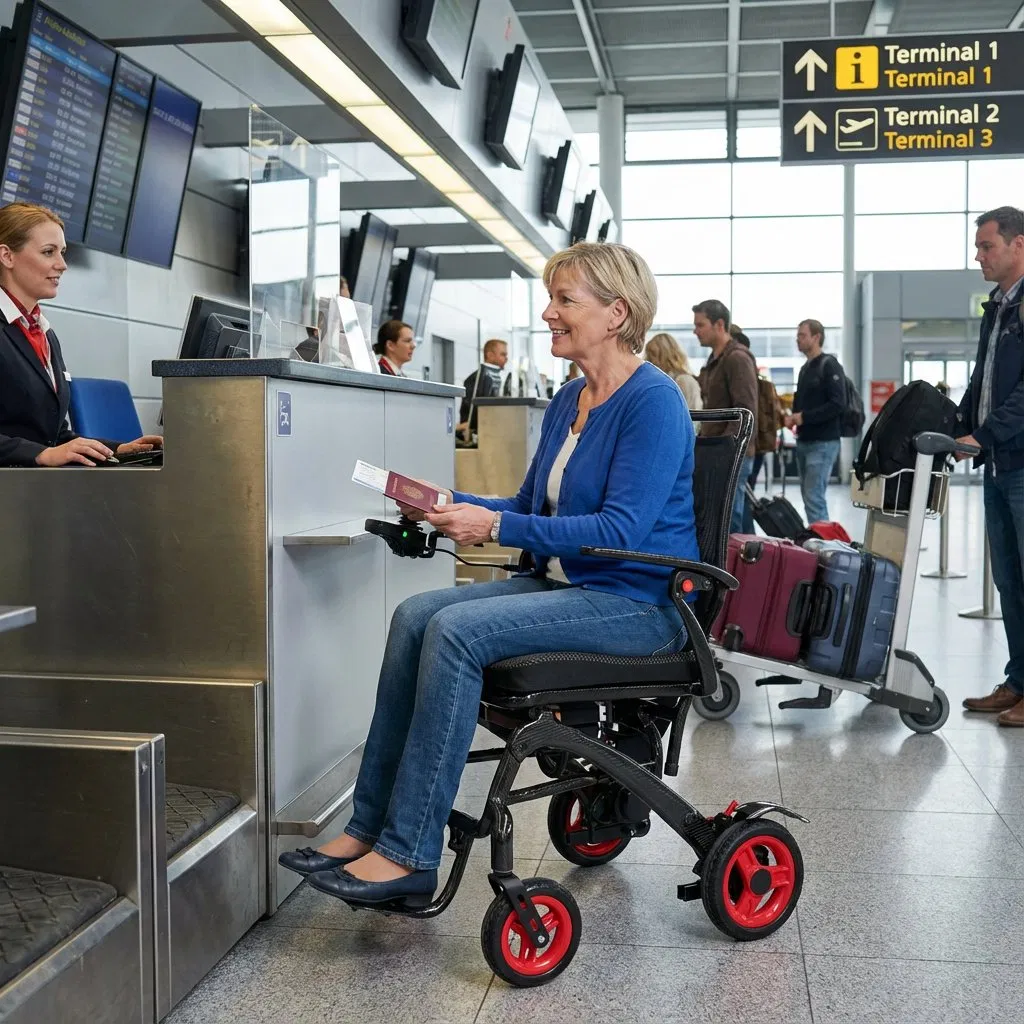 Lightweight Carbon Fiber Folding Electric Wheelchair Power Wheelchair for Airplane Travel