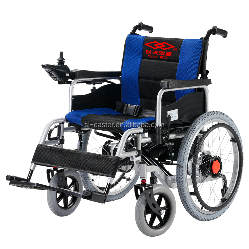 Hot Sale Aluminum Four-Wheel Electric Wheelchair Lightweight Foldable Convenient With Durable Brake Very Safe OEM Customizable