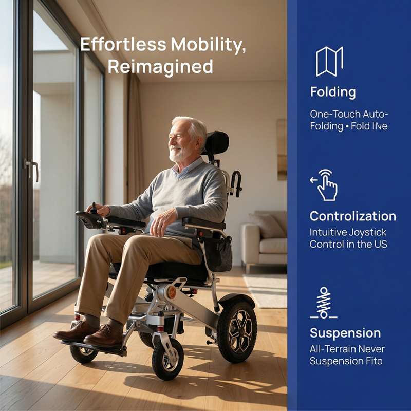2025 Portable Travel And Foldable Power Motor Headrest Adjustable Remote Control Electric Wheelchair For Disabled Or Elderly