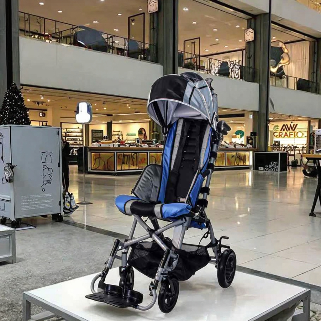 Pediatric Adjustable Tilt in Space Recliner Travel Outdoor Foldable 2-16years Cerebral Palsy Baby Stroller Wheelchair for Adult