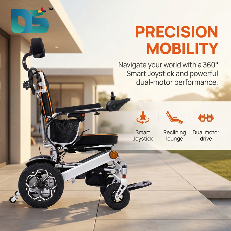 Adult Elderly Disabled Comfortable Detachable Neck Support Headrest Seat 47cm Foldable Backrest Reclining Electric Wheelchair
