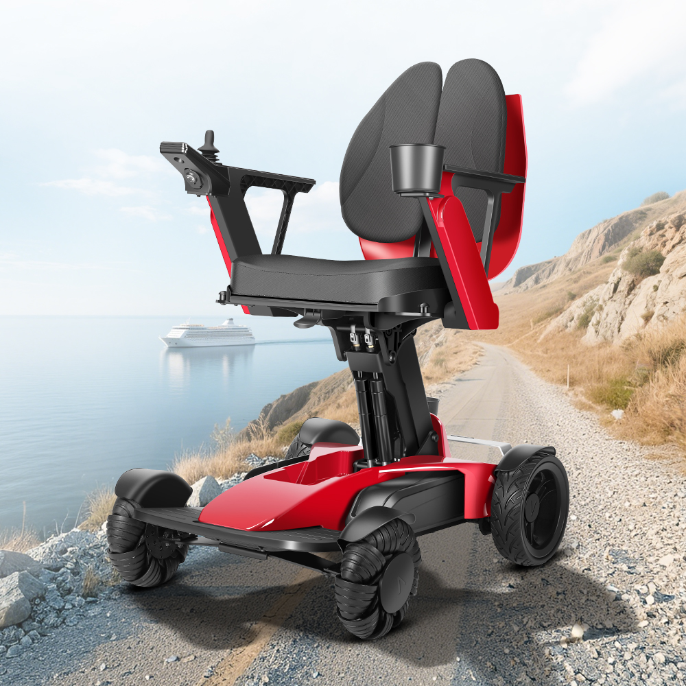 Strong Climbing Mecanum Front Wheels All-Terrain Smooth Drive Power Wheelchair 300W Brushless Motorized Electric Wheelchair
