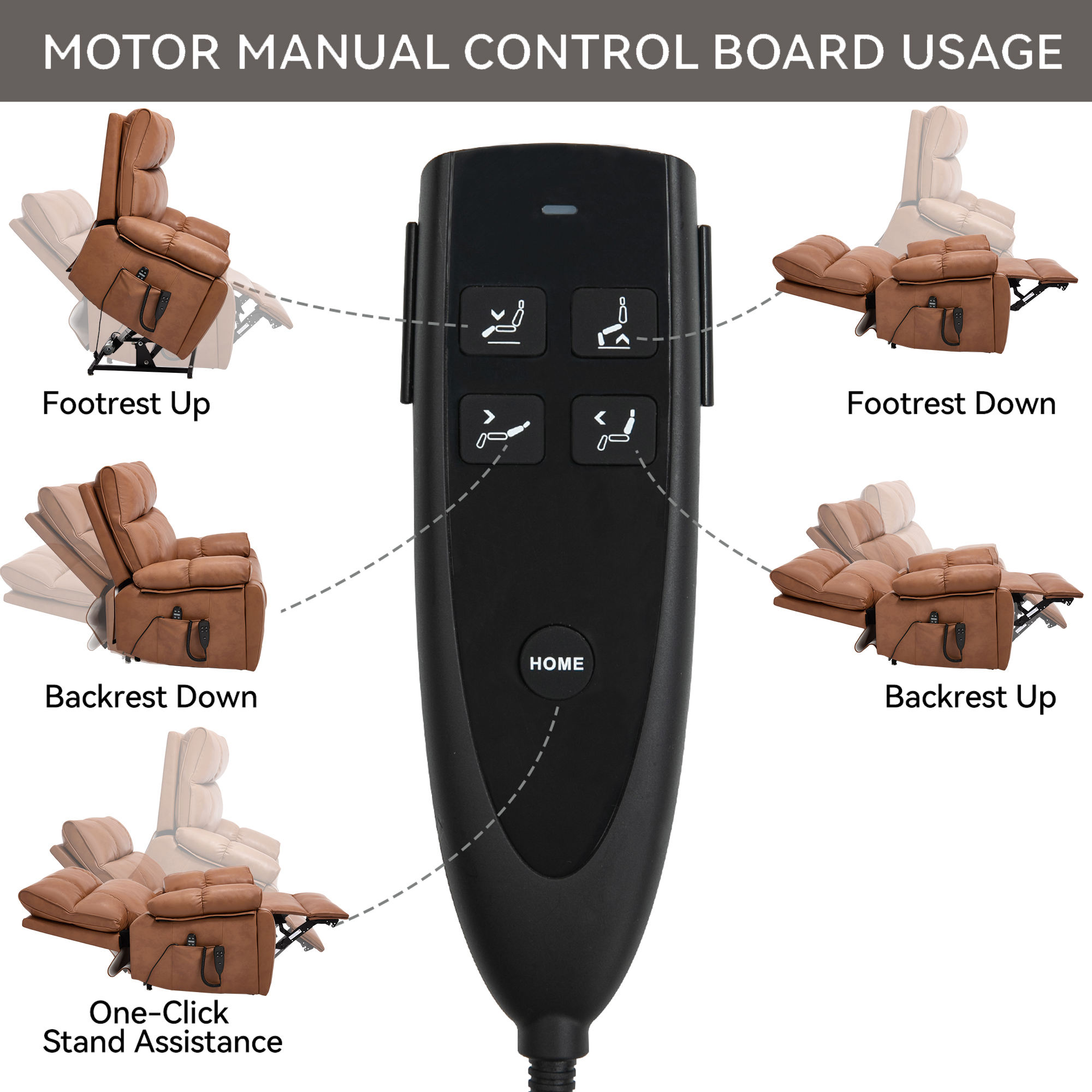 Orange Leatheraire Power Lift Recliner Chair, Dual Motor Heat Massage 350LBS With Hidden Cup Holder &amp; Remote Control