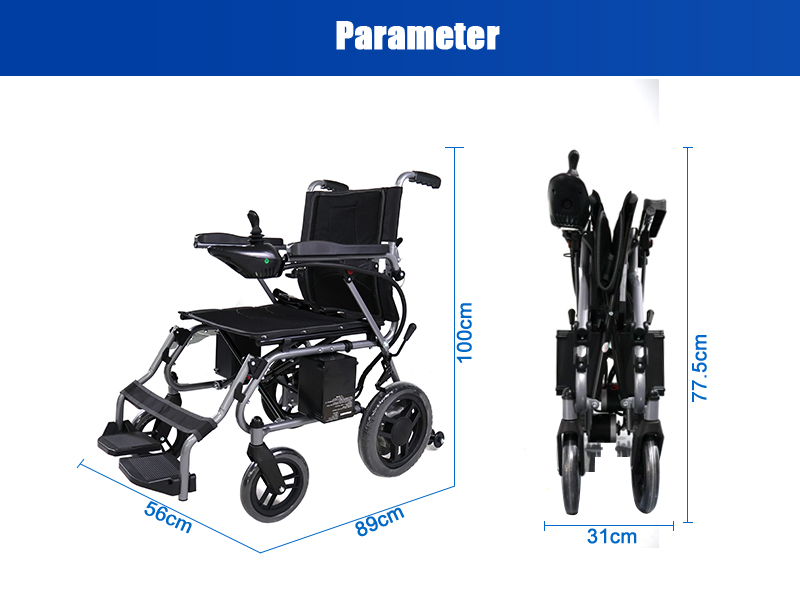 High Performance Electric Wheelchair 24V Lead-Acid Battery 8 12 Inch Solid Tires 3D Anti-Decubitus Seat