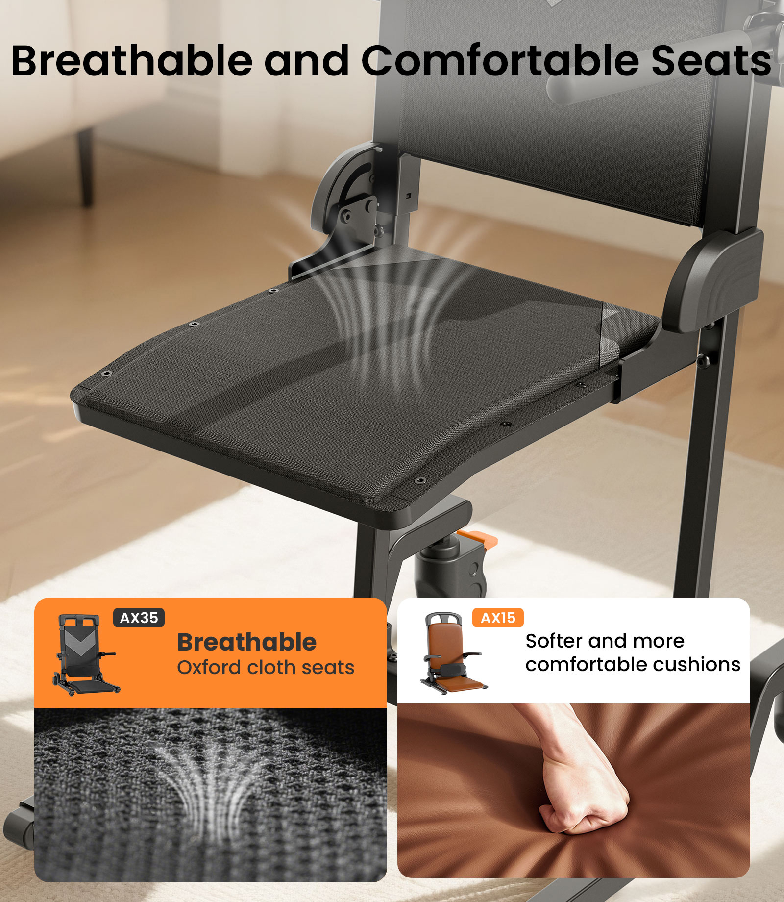 Upgrade New Folding Electric Patient Transfer Lift Chair With Sling Oxford Cloth Seat Lightweight For Seniors Elderly