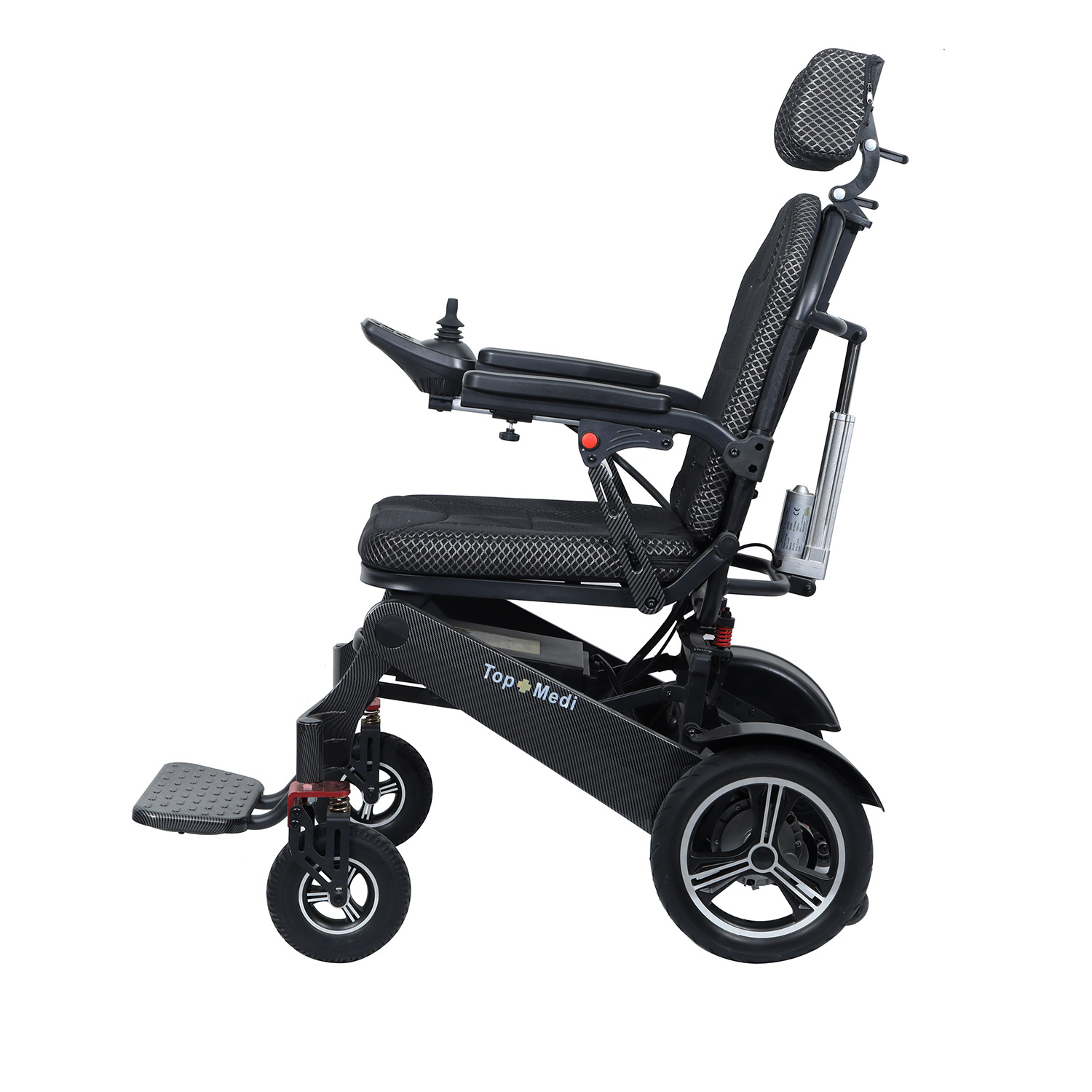 Medical Active Folding Power Electronic Motorized Electric Reclining Wheelchair with Carbon Fiber Pattern Frame