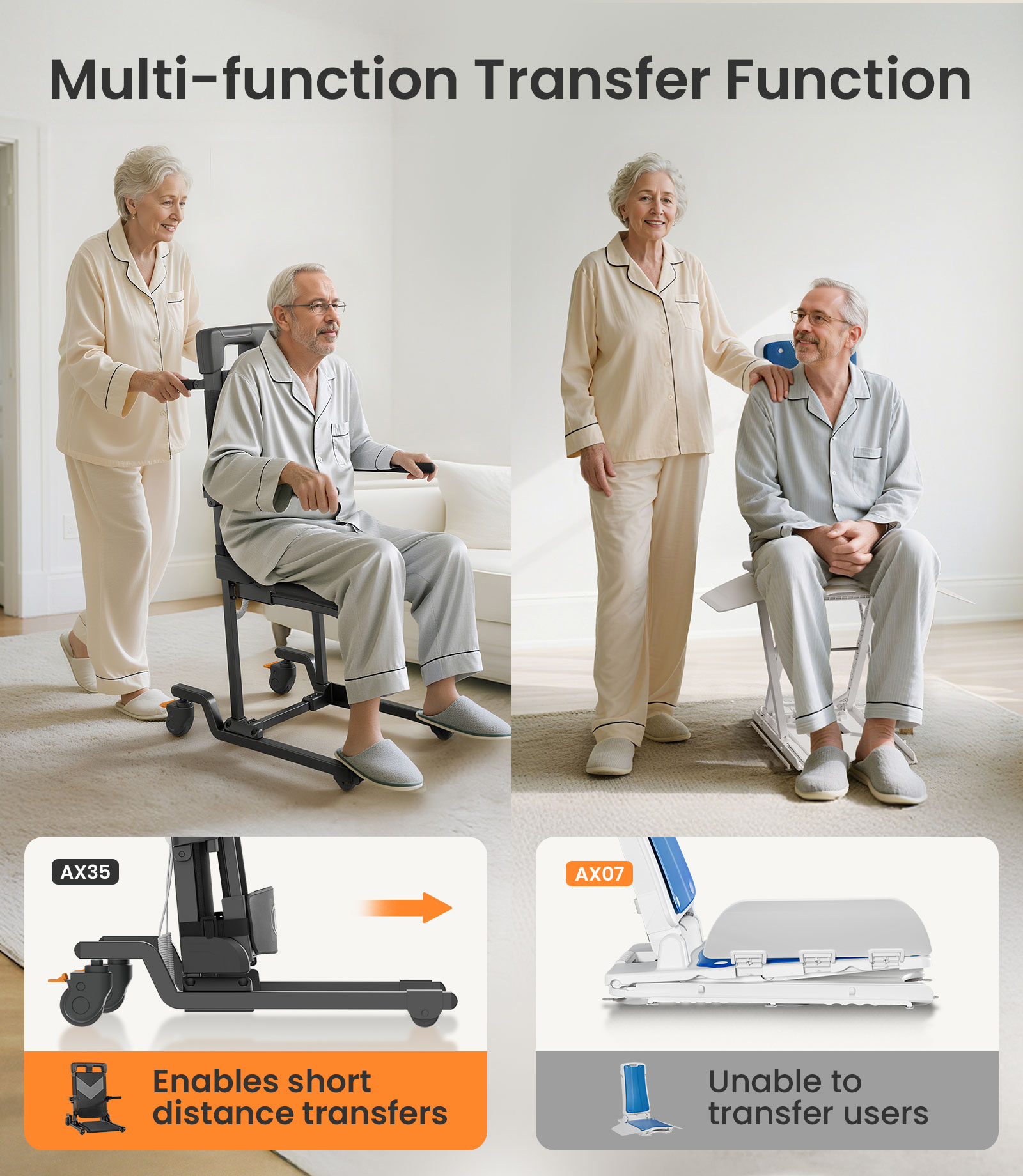 Upgrade New Folding Electric Patient Transfer Lift Chair With Sling Oxford Cloth Seat Lightweight For Seniors Elderly