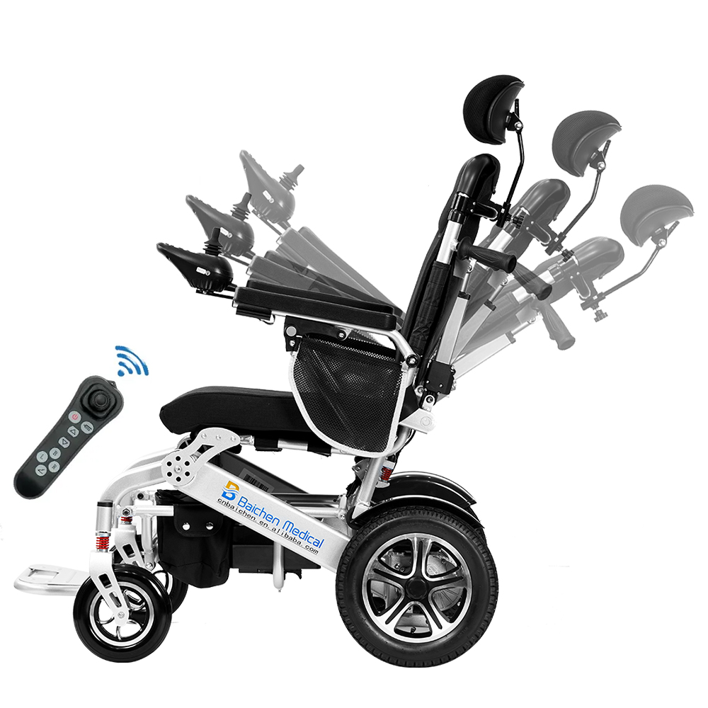 Fully Automatic High Backrest Power Reclining Wheelchair Folding Luxury Remote Control Electric Wheelchair for Adults