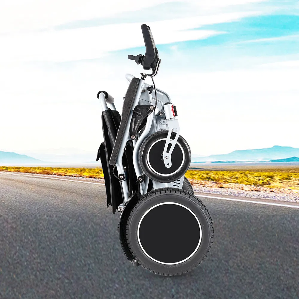 Foldable Lightweight Li-on Battery Power Mobility Scooters Easy Travel Electric Wheelchair Multi Terrain Scooter for Adults with Child Seat (Pasific Blue)