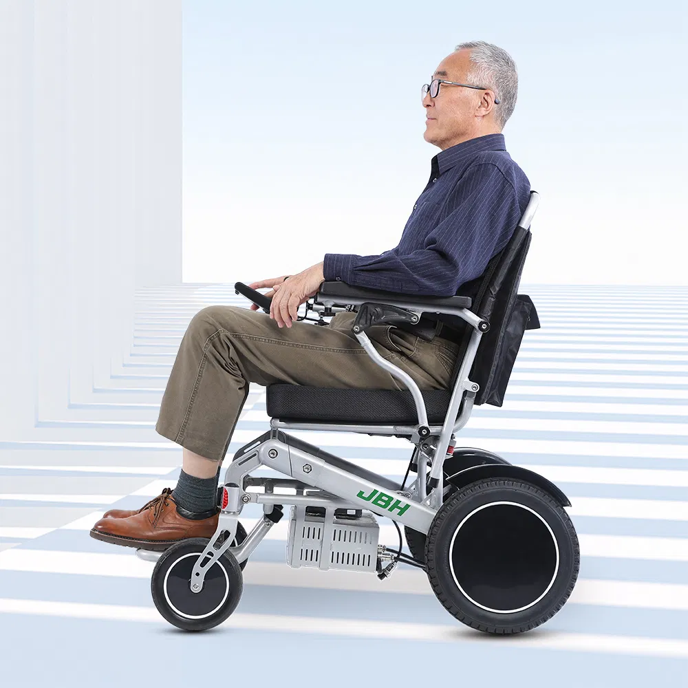 Foldable Lightweight Li-on Battery Power Mobility Scooters Easy Travel Electric Wheelchair Multi Terrain Scooter for Adults with Child Seat (Pasific Blue)