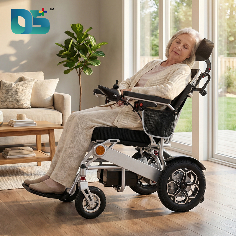2025 Portable Travel And Foldable Power Motor Headrest Adjustable Remote Control Electric Wheelchair For Disabled Or Elderly