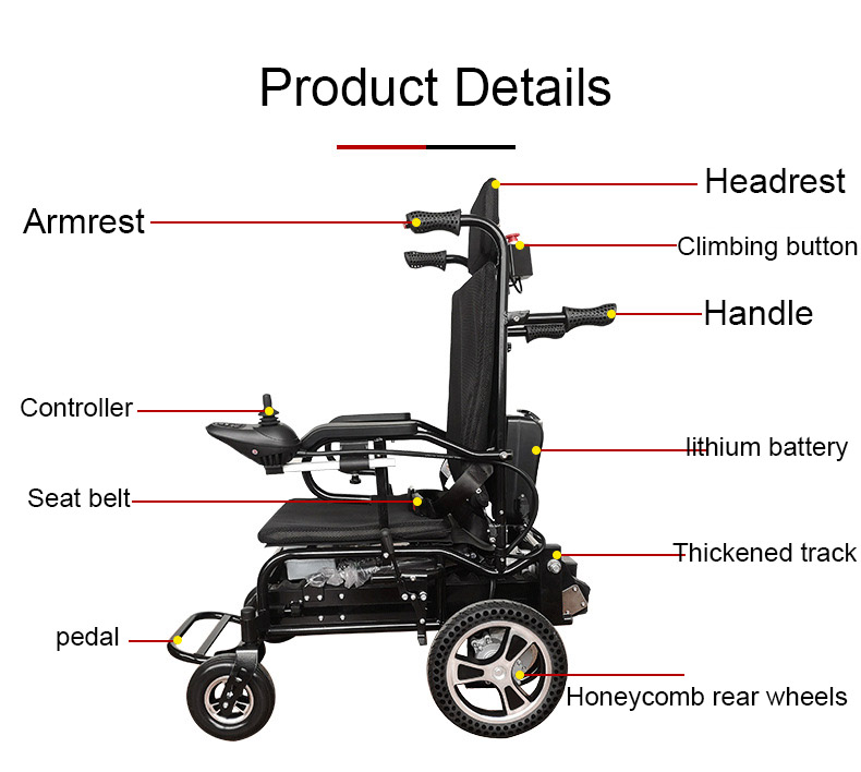 Lightweight Folding Electric Wheelchair For Adults Stair Lift Climbing &amp; Rehabilitation Therapy Supplies