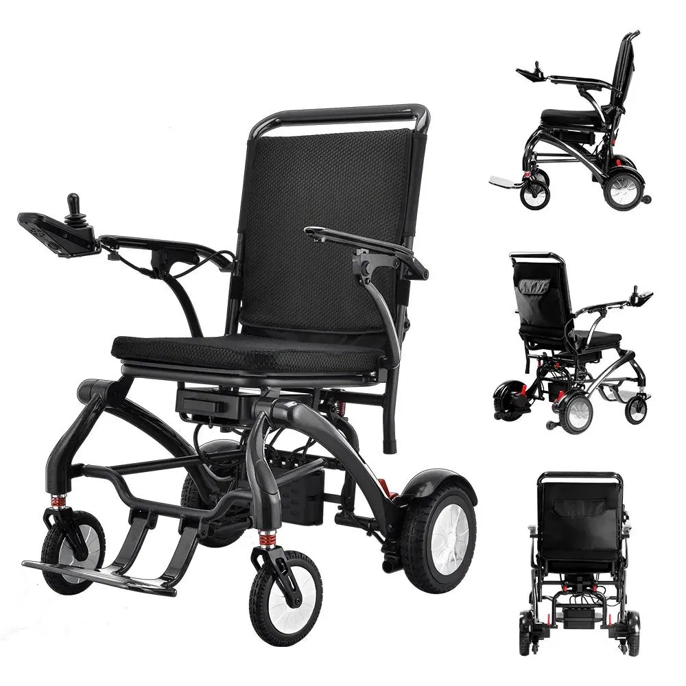 2024 Hot Sales Luxury Travel Power Foldable Lightweight Lithium Battery Fully Automatic Folding Carbon Fiber Electric Wheelchair