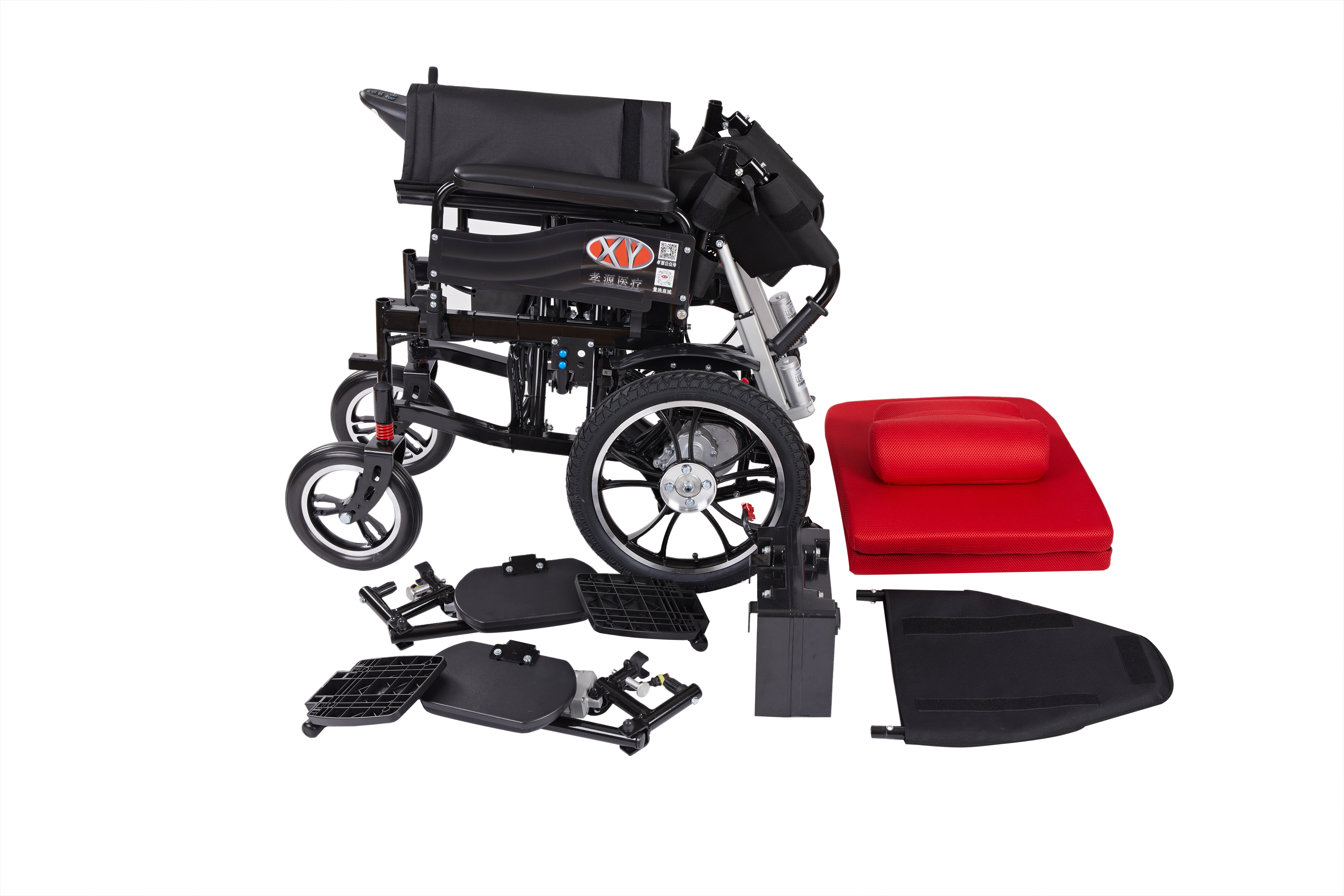 Brand New Cheap Foldable Portable Electric Wheelchair High Backrest Reclining Wheelchair for Seniors