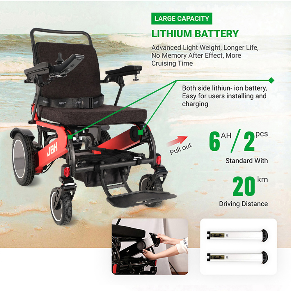 JBH DC03 Medical Therapy Equipment Trending Products Electric Wheelchairs Arrivals Carbon Fiber Metal 2026 New Black Ce 6 Km/h
