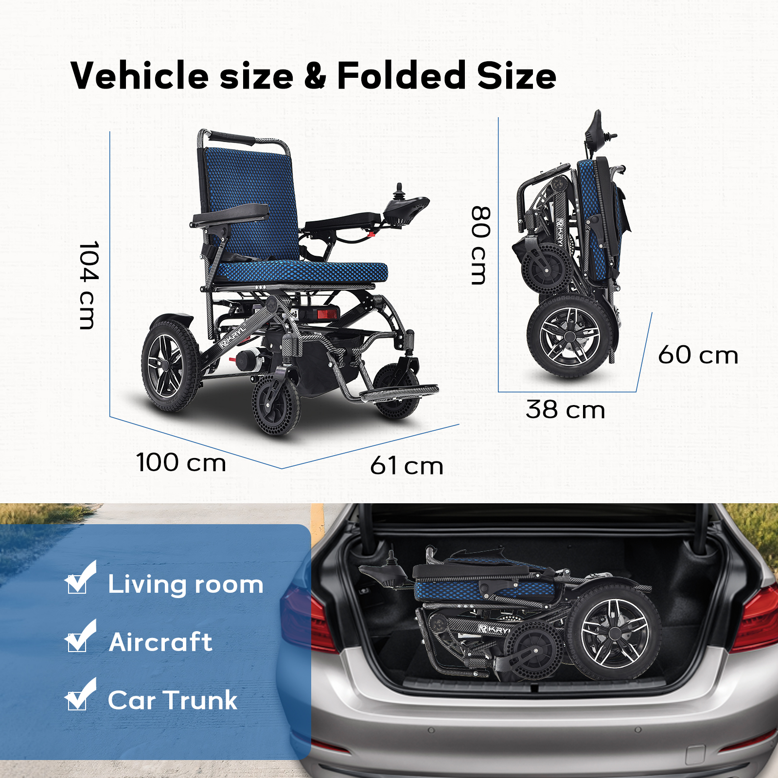 Lightweight Folding Aluminum Alloy Electric Wheelchair Lithium Battery Smart Brake Disabled Portable Anti-Tilt Walker Rollator